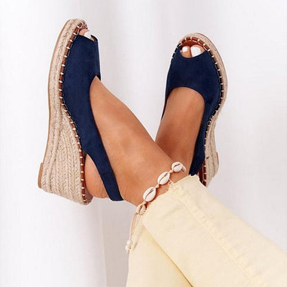 Summer Sandals Women Platform Shoes Candy Color Casual Girls Slip On Strap Cross Platform Espadrille Open Toe High Heel Sandals With Ankle Strap Buckle Up Shoes