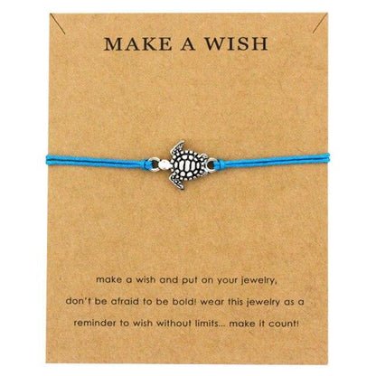 Summer Style Adjustable Jewelry Make a Wish Silver Sea Turtles Charm Women Men Bracelets Beach Sea Turtles Rope String Bracelets Anklets Family Handmade Adjustable Turtle String Bracelet For Women Kids