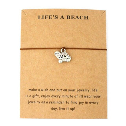 Summer Style Adjustable Jewelry Make a Wish Silver Sea Turtles Charm Women Men Bracelets Beach Sea Turtles Rope String Bracelets Anklets Family Handmade Adjustable Turtle String Bracelet For Women Kids