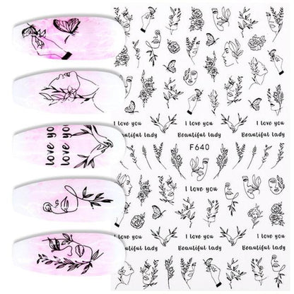 Summer Tropical Plants 3D Nail Sticker Iridescent Leaves Tree Transfer Decals Slider For Nails DIY Nail Art Decoration 3D Nail Stickers Decals Snowflakes Elk Bear Christmas Xmas Transfer Stickers Nail Art Self-Adhesive Decals Decoration Nail Art
