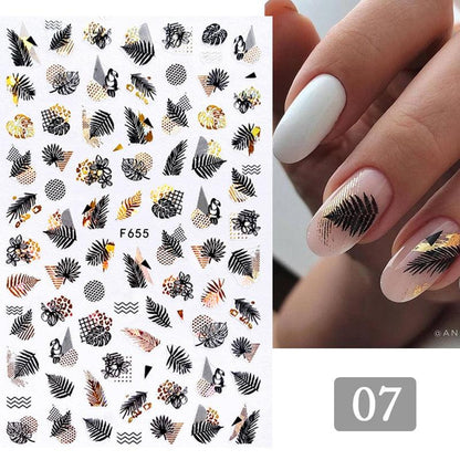 Summer Tropical Plants 3D Nail Sticker Iridescent Leaves Tree Transfer Decals Slider For Nails DIY Nail Art Decoration 3D Nail Stickers Decals Snowflakes Elk Bear Christmas Xmas Transfer Stickers Nail Art Self-Adhesive Decals Decoration Nail Art
