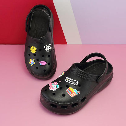 Summer Women Clogs Platform Garden Sandals Fruit Slippers Beach Shoes Increase Outdoor Unisex Garden Clogs Shoes Comfortable Slip-on Summer Beach Sandals