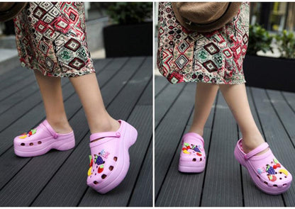 Summer Women Clogs Platform Garden Sandals Fruit Slippers Slip On Beach Shoes Fashion Slides Platform Clogs Beach Sandals Slippers For Women