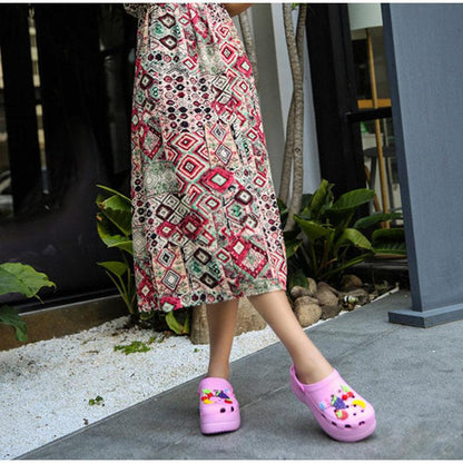 Summer Women Clogs Platform Garden Sandals Fruit Slippers Slip On Beach Shoes Fashion Slides Platform Clogs Beach Sandals Slippers For Women