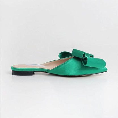 Summer Women's Shoes Silk Satin Trendy Slippers Flat Heel Women's Shoes Silk Satin Pointed Bow Tie Flat Heel Outdoor Sandals Slides Party Sandals Casual Shoes Summer Low Heeled