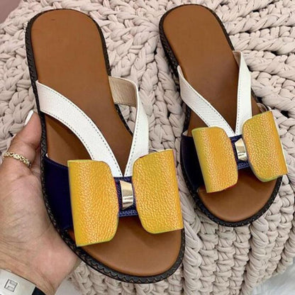 Summer Women Slippers Cute Butterfly-Knot Casual Sandals Lady Slides Flats Slip-On Women Shoes Butterfly Slippers Soft Bottom Comfy Sandals Bathroom Garden Casual Slippers Open-Toe Breathable Travel Shoes