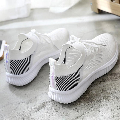 Summer Womens Shoes Mesh Light Breathable Sneakers Flats Casual Trainers Walking Shoes Sport Women Mesh Running Casual Slip On Flats Sneakers