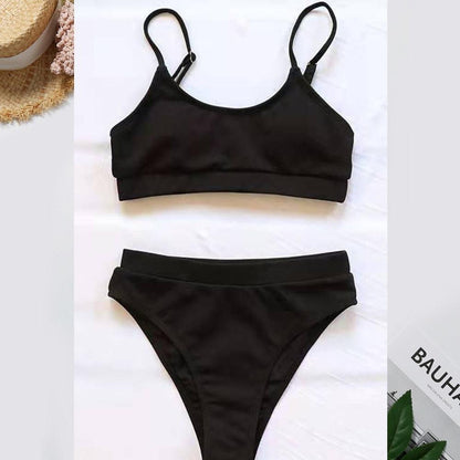 Swimwear Women Ribbed Bathing Suit Female Push Up Bikini Set Women's Bathing Suit Lace up Bikini Ribbed Two Piece Swimsuit Beachwear High Waist Bikini Women's Swimsuit