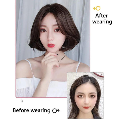 Synthetic Wigs Short Wavy Womens Wig Natural Part Side Hair Black Brown Wigs For Women Heat Resistant Daily Wigs For Black Women Cosplay Wigs For Women Gifts for Girlfriends