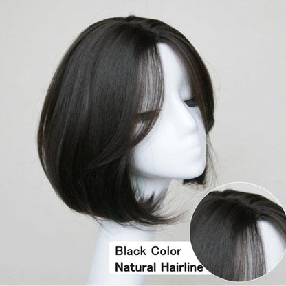 Synthetic Wigs Short Wavy Womens Wig Natural Part Side Hair Black Brown Wigs For Women Heat Resistant Daily Wigs For Black Women Cosplay Wigs For Women Gifts for Girlfriends