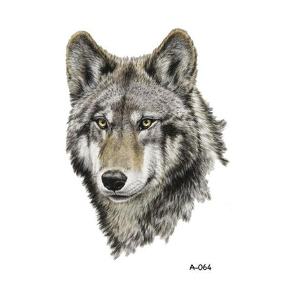 Temporary Animal Head Wolf Design Waterproof Body Sticker Fashion Tattoo For Womens Mens