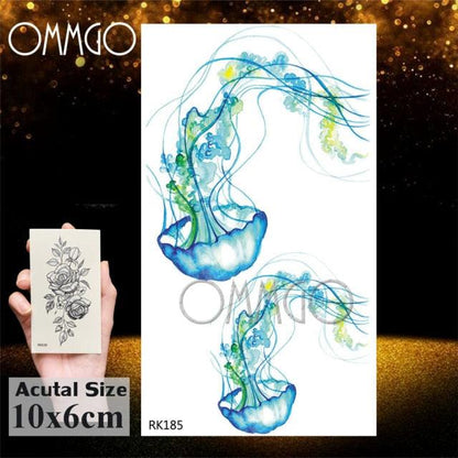 Temporary Tattoos Seahorse Dolphin Sticker Watercolor Custom Body Tattoo For Children Women