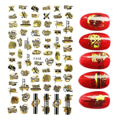 The New 3D Nail Sticker Cool English Letter stickers for nail  Foil Love Heart Design Nails Accessories Fashion Manicure Sticker Stickers Girls Manicure Decoration Nail Art Supplies 3D Self-Adhesive Nail Decals Designer Nail Stickers for Acrylic Nails
