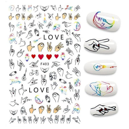 The New 3D Nail Sticker Cool English Letter stickers for nail  Foil Love Heart Design Nails Accessories Fashion Manicure Sticker Stickers Girls Manicure Decoration Nail Art Supplies 3D Self-Adhesive Nail Decals Designer Nail Stickers for Acrylic Nails