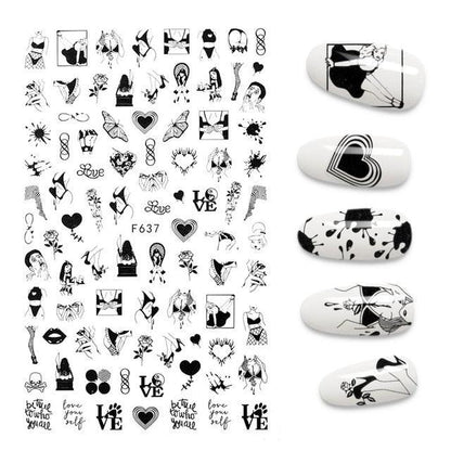 The New 3D Nail Sticker Cool English Letter stickers for nail  Foil Love Heart Design Nails Accessories Fashion Manicure Sticker Stickers Girls Manicure Decoration Nail Art Supplies 3D Self-Adhesive Nail Decals Designer Nail Stickers for Acrylic Nails