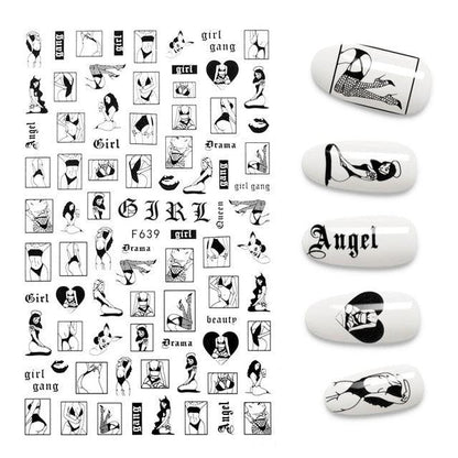 The New 3D Nail Sticker Cool English Letter stickers for nail  Foil Love Heart Design Nails Accessories Fashion Manicure Sticker Stickers Girls Manicure Decoration Nail Art Supplies 3D Self-Adhesive Nail Decals Designer Nail Stickers for Acrylic Nails
