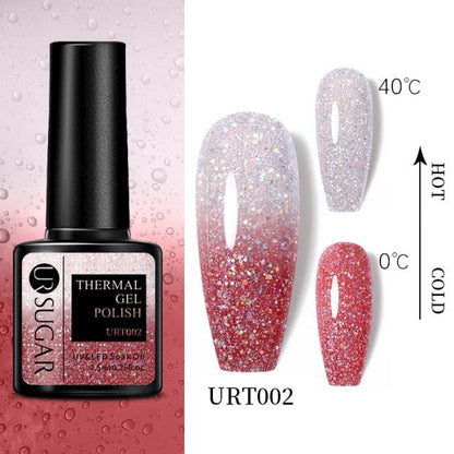 Thermal Shiny Nail Polish Change Color Effect Gel UV Semi Permanent Stylish Three Layer Effect For Womens