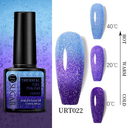 Thermal Shiny Nail Polish Change Color Effect Gel UV Semi Permanent Stylish Three Layer Effect For Womens