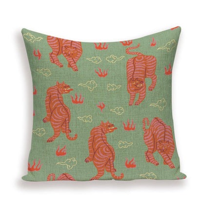Tiger Cushion Case Autumn Jungle Home Decor Pillows Cases Leopard Printed Animal Throw Pillow Covers Decorative Pillowcase Soft Cushion Covers For Bedroom Sofa Bed Linen Pillow Covers 45X45CM