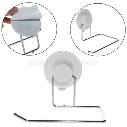 Toilet Paper Holder Bathroom Suction Hanger Tissue Rack Kitchen Towel Hook Powerful Vacuum Suction Cup Toilet Paper Roll Holder Wall Mount Towel Tissue Rack For Bathroom And Kitchen-Drill Free