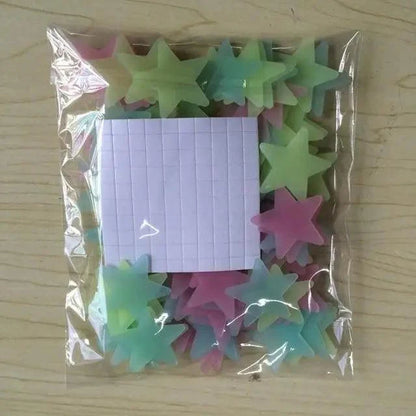 Top Quality 50pcs 3D Stars Glow In The Dark Wall Stickers Luminous Fluorescent Wall Stickers For Kids Baby Room Bedroom Ceiling Home Decor