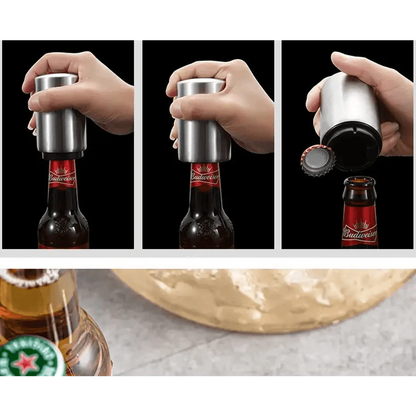 Automatic Beer Bottle Opener Magnet Beer Opener Stainless Steel Push Down Opener Wine Beer Soda Cap Opener Kitchen Accessories