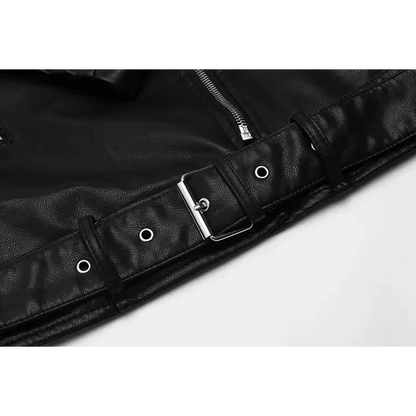 PU Faux Leather Jacket Women Loose Sashes Casual Biker Jackets Outwear Female Tops BF Style Black Leather Jacket Coat