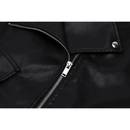 PU Faux Leather Jacket Women Loose Sashes Casual Biker Jackets Outwear Female Tops BF Style Black Leather Jacket Coat