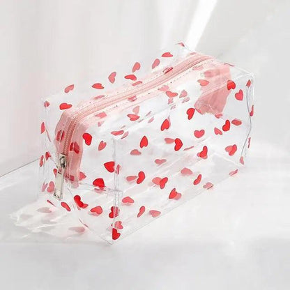 Transparent Flower Print Pencil Case For Students Classic Stationery Case Large Capacity Pencil Bag
