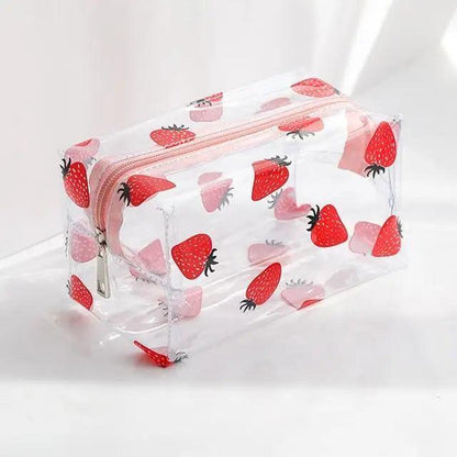 Transparent Flower Print Pencil Case For Students Classic Stationery Case Large Capacity Pencil Bag