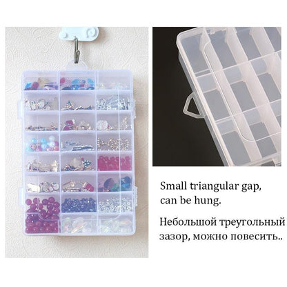 Transparent Plastic Storage Jewelry Box Compartment Adjustable Container For Beads Earring Box For Jewelry Rectangle Box Case Storage Container for Jewelry Beads Earring