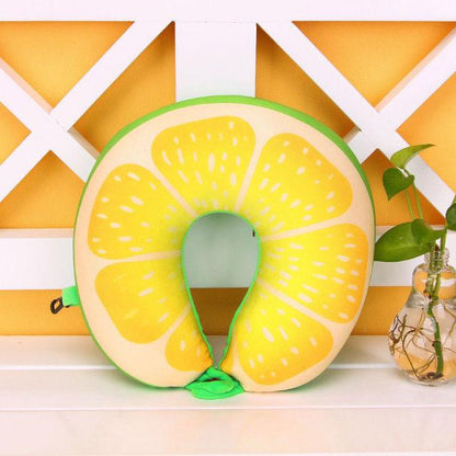 Travel Memory Foam Fruit U Shaped Travel Pillow Neck Support Head Rest Headrest Cushion Pillow Pillow Kids Newborn Travel Neck Pillow U-Shape For Car Headrest Air Cushion Child Car Seat Head Support Infant Baby Cotton U-shaped Pillow