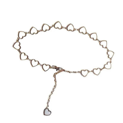 Trendy Heart Shaped Design Body Long Chain Ladies Belts Modern Metal Waist Chain Love Belts For Women