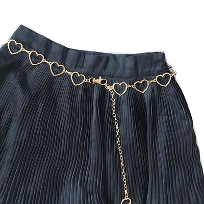 Trendy Heart Shaped Design Body Long Chain Ladies Belts Modern Metal Waist Chain Love Belts For Women