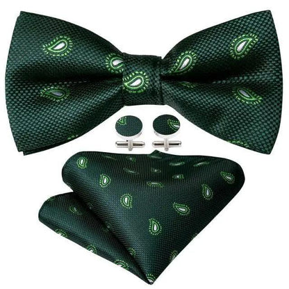 Trendy Patterned Silk Jacquard Plaid Bowtie With  Pocket Square And Cufflinks Set For Men Unique  Butterfly Party Wedding Casual Business Bowtie For Men