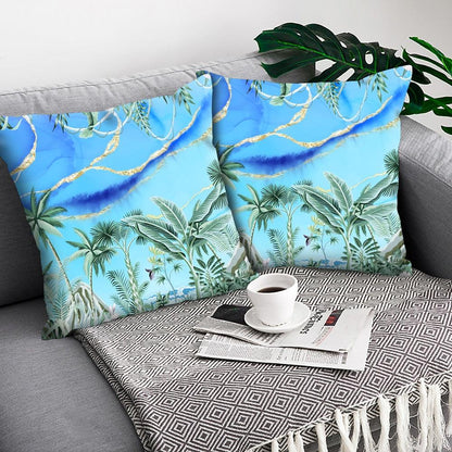 Tropical Plants Palm Leaf Pillow Cover Green Leaves Cushion Covers Flower Decorative Pillow Sofa Decorative Throw Pillow Covers Tropical Green Leaves Floor Pillow Cover for Couch Cushion Cover Plant Monstera Leaf 45x45cm