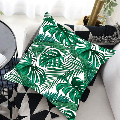 Tropical Plants Palm Leaf Pillow Cover Green Leaves Cushion Covers Flower Decorative Pillow Sofa Decorative Throw Pillow Covers Tropical Green Leaves Floor Pillow Cover for Couch Cushion Cover Plant Monstera Leaf 45x45cm