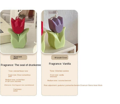 Tulip Candle Aroma Decoration Wedding Souvenir Birthday Gift Decoration Candles Handmade Delicate Tulip Flower Shape Candle  Perfect for Birthday Party Wedding Spa Home Decor