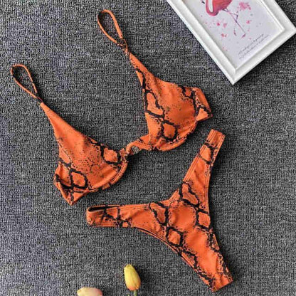 Underwired Bikini Female Swimsuit Women Swimwear Two-Piece V Shape Wire Bikini Set Bather Bathing Suit Women Micro Bikini Set Shiny Metallic 2 Piece Swimsuit Push Up Underwire Swimwear Bathing Suit