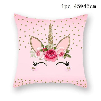 Unicorn Cushion Cover Decor Sofa Cushion Case Bed Pillow Cover Home Party Decoration Unicorn Birthday Decor Pillow Covers Cute Girls Pillow Beautiful Pink Girl Pillow Case