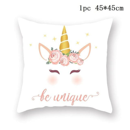 Unicorn Cushion Cover Decor Sofa Cushion Case Bed Pillow Cover Home Party Decoration Unicorn Birthday Decor Pillow Covers Cute Girls Pillow Beautiful Pink Girl Pillow Case