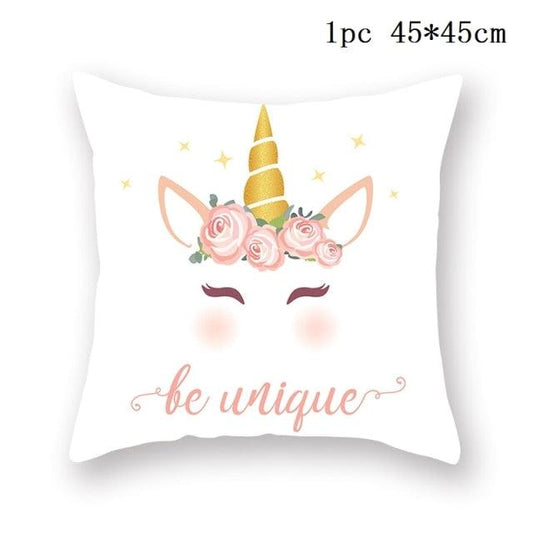 Unicorn Cushion Cover Decor Sofa Cushion Case Bed Pillow Cover Home Party Decoration Unicorn Birthday Decor Pillow Covers Cute Girls Pillow Beautiful Pink Girl Pillow Case