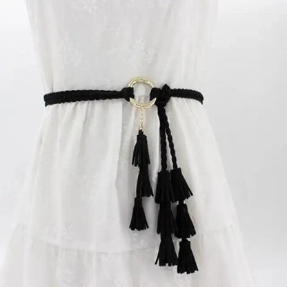 Unique Classic PU Leather Tie Strap Waist Belt For Women Modern Rope Style Design Ladies Waistbands