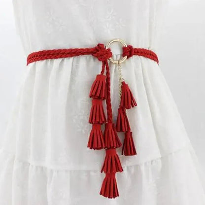 Unique Classic PU Leather Tie Strap Waist Belt For Women Modern Rope Style Design Ladies Waistbands