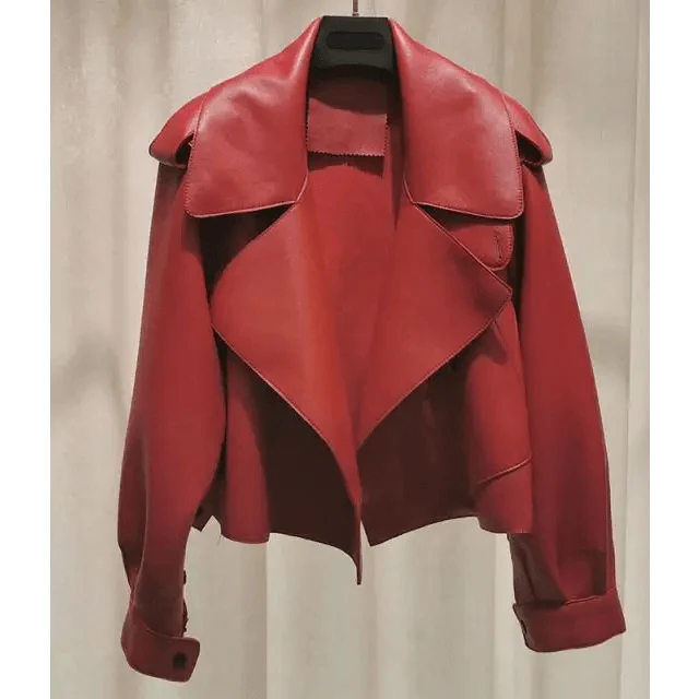 Unique Design Faux Leather Jacket Women Loose Soft Vintage Motorcycle Biker Coat Short Pu Leather Coat Female Punk Autumn Streetwear Outwear