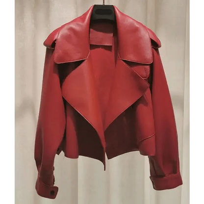 Unique Design Faux Leather Jacket Women Loose Soft Vintage Motorcycle Biker Coat Short Pu Leather Coat Female Punk Autumn Streetwear Outwear