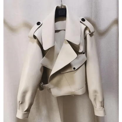Unique Design Faux Leather Jacket Women Loose Soft Vintage Motorcycle Biker Coat Short Pu Leather Coat Female Punk Autumn Streetwear Outwear