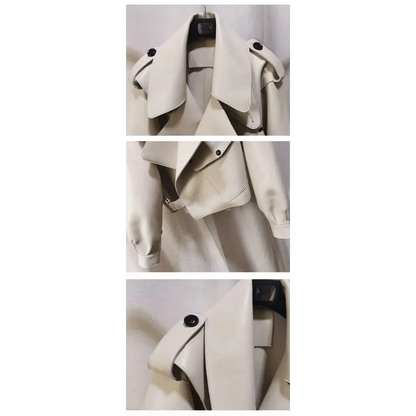 Unique Design Faux Leather Jacket Women Loose Soft Vintage Motorcycle Biker Coat Short Pu Leather Coat Female Punk Autumn Streetwear Outwear