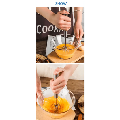 Unique Design Semi-automatic Egg Beater 304 Stainless Steel Egg Whisk Manual Hand Mixer Self Turning Egg Stirrer Kitchen Accessories Egg Tools