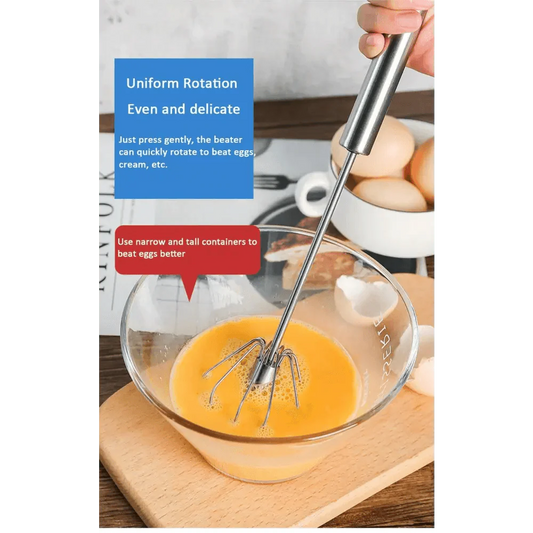 Unique Design Semi-automatic Egg Beater 304 Stainless Steel Egg Whisk Manual Hand Mixer Self Turning Egg Stirrer Kitchen Accessories Egg Tools